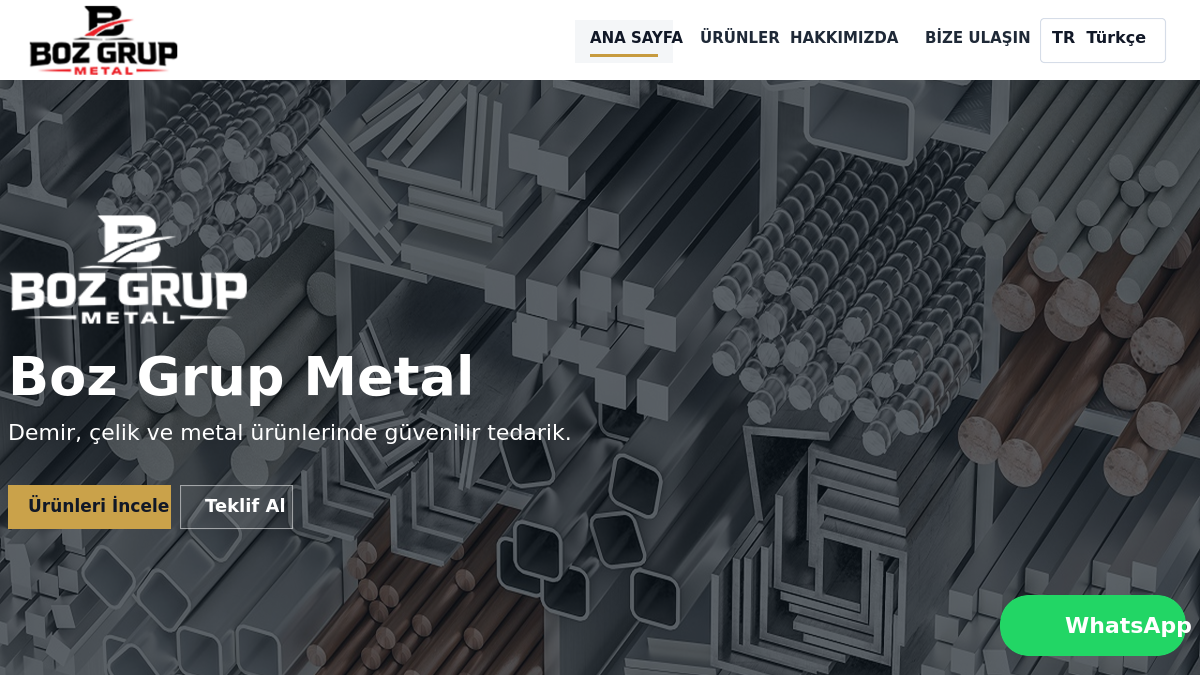 Boz Grup Metal web sitesi önizlemesi